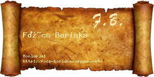 Föcs Boriska névjegykártya